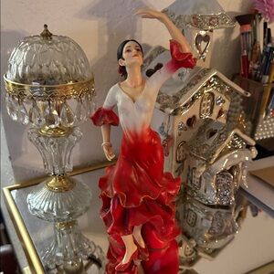 Elegant Flamenco Dancer Figurine in Red and White